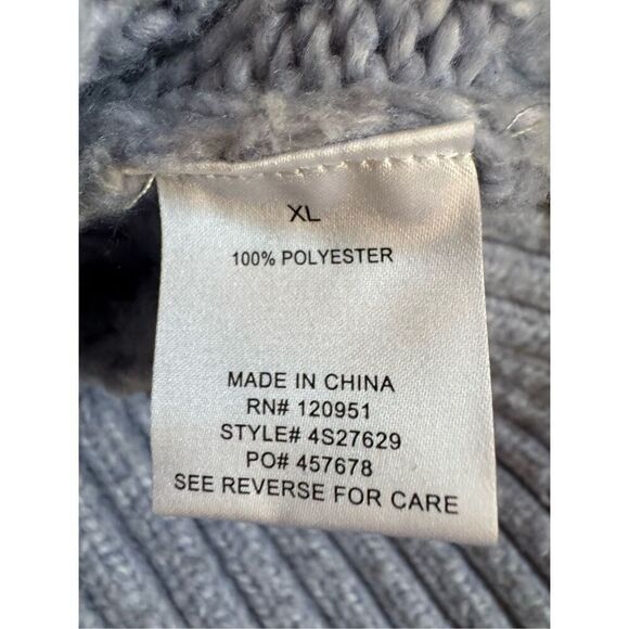 Sincerely Jules Womens Blue Chunky Partial Zip Pullover Cable Knit Sweater sz XL - Picture 5 of 6